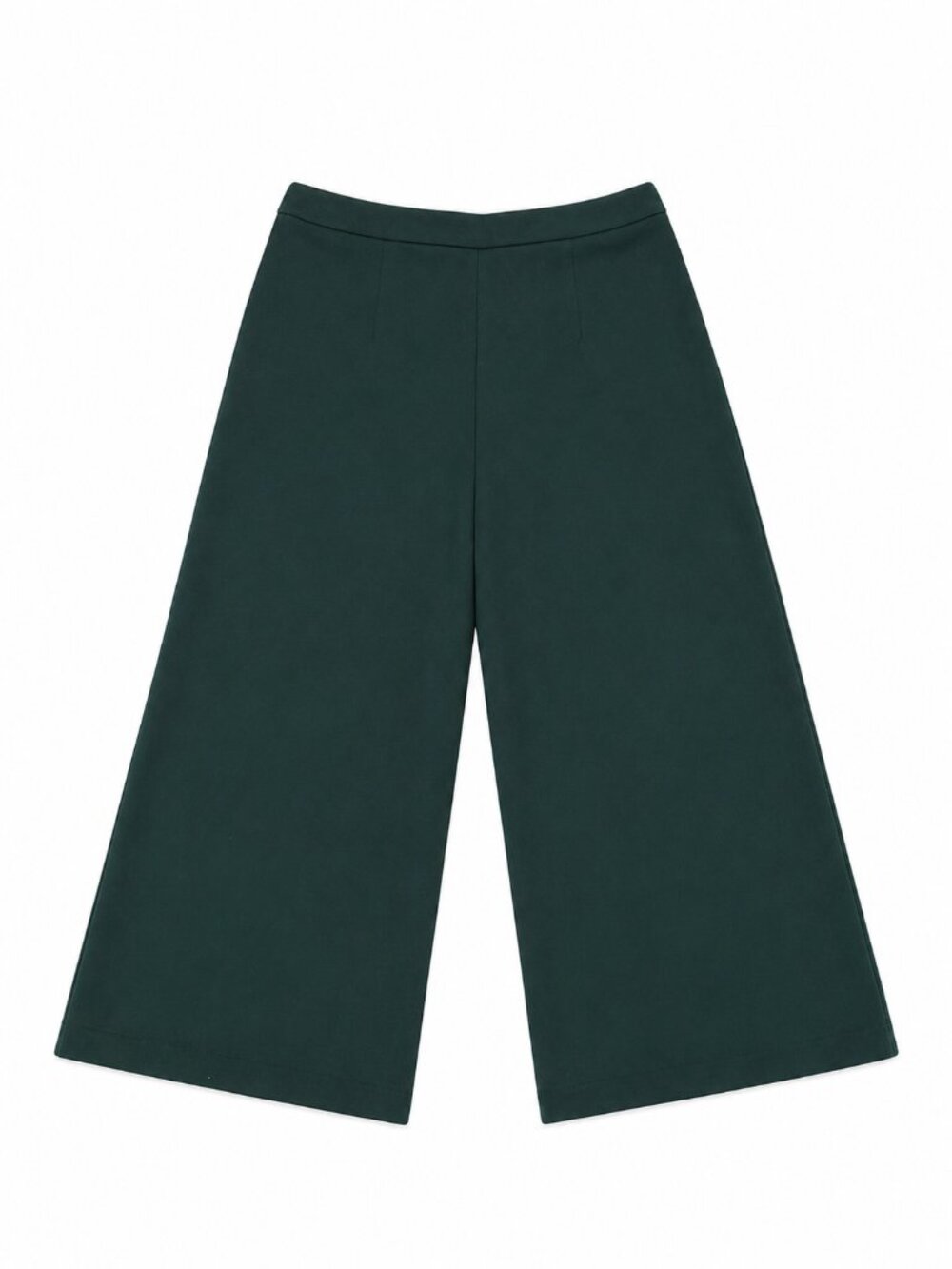 Green Wide Leg Cropped Pants High Waist Chic Minimalist Size M - Picture 4 of 5
